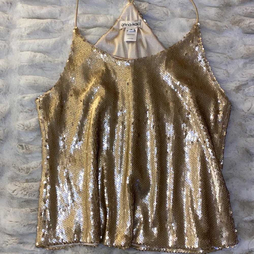 Sexy Gold Sequin Spaghetti Strap Tank